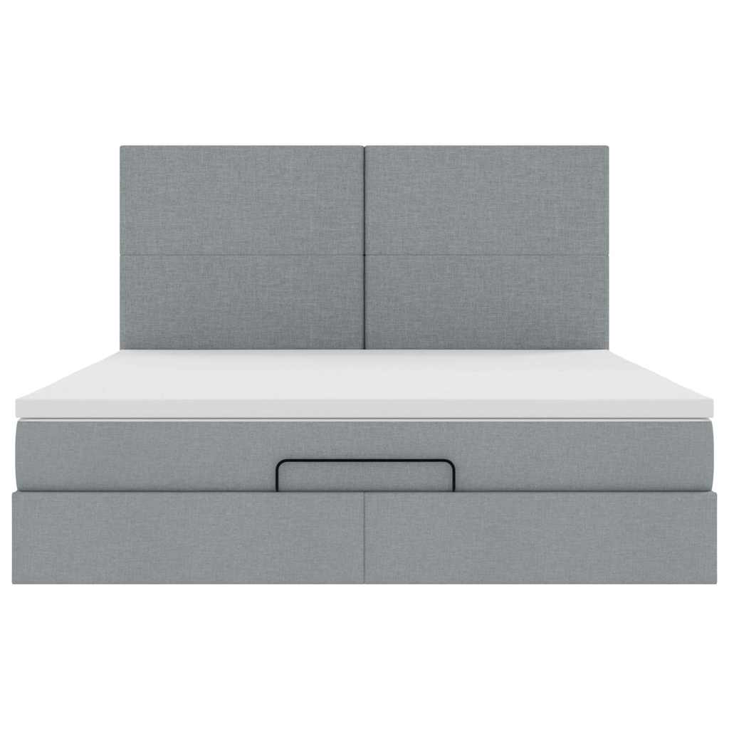 Ottoman bed met matras en LED's 160x200cm stof lichtgrijs