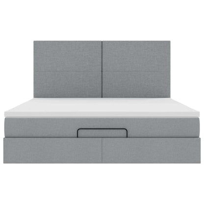 Ottoman bed met matras en LED's 160x200cm stof lichtgrijs
