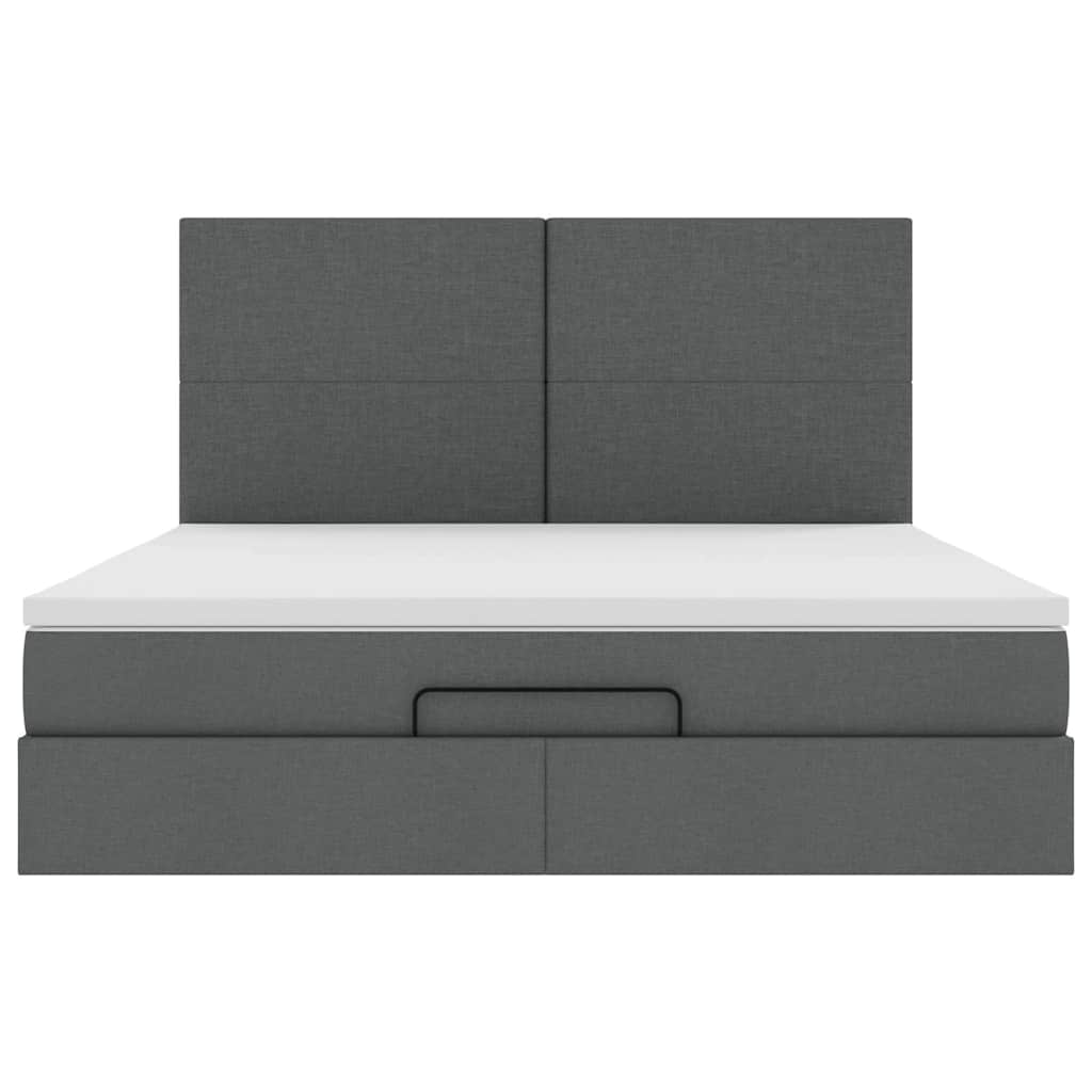 Ottoman bed met matras en LED's 160x200cm stof donkergrijs
