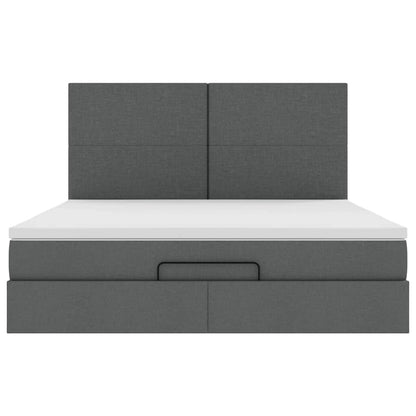Ottoman bed met matras en LED's 160x200cm stof donkergrijs
