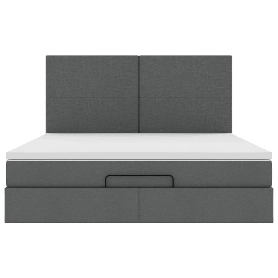 Ottoman bed met matras en LED's 160x200cm stof donkergrijs