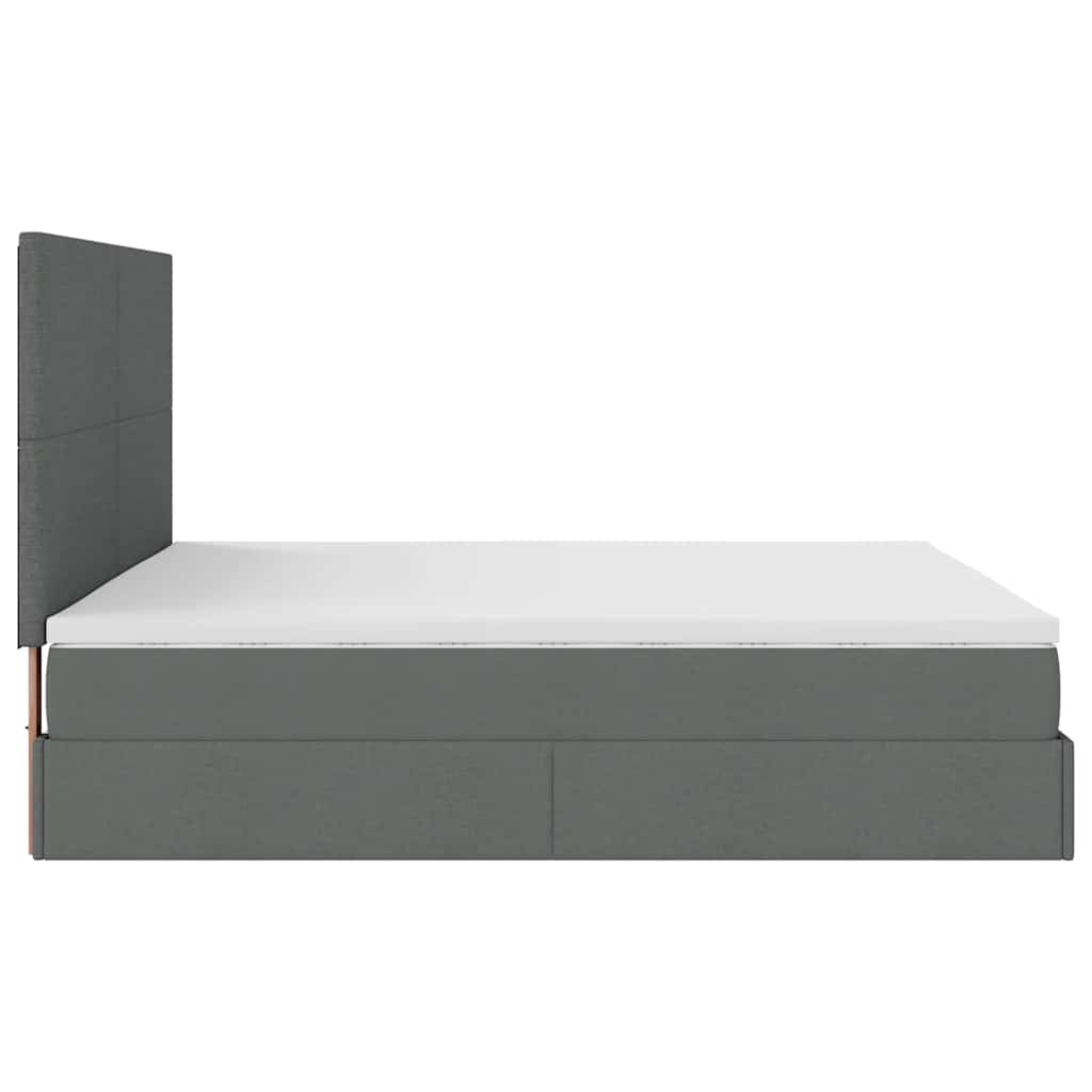 Ottoman bed met matras en LED's 160x200cm stof donkergrijs