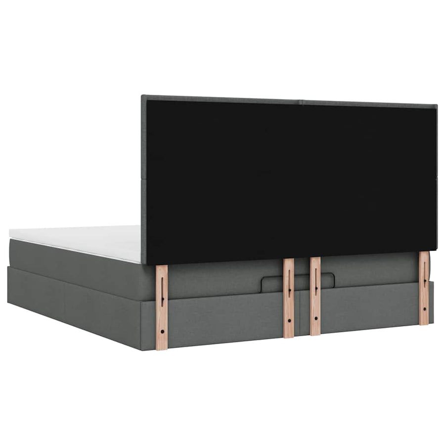Ottoman bed met matras en LED's 160x200cm stof donkergrijs