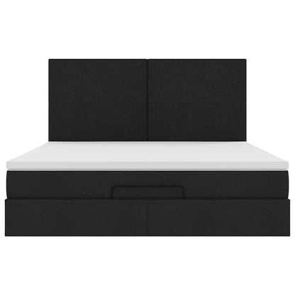 Ottoman bed met matras en LED's 160x200cm stof zwart