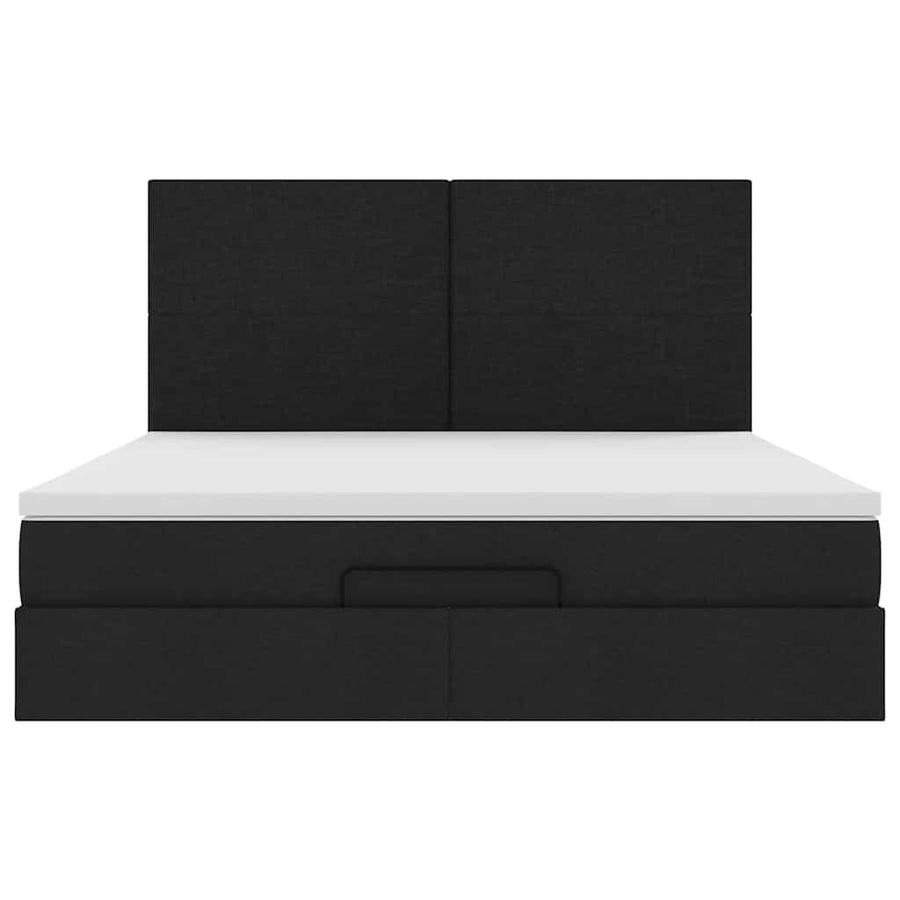 Ottoman bed met matras en LED's 160x200cm stof zwart