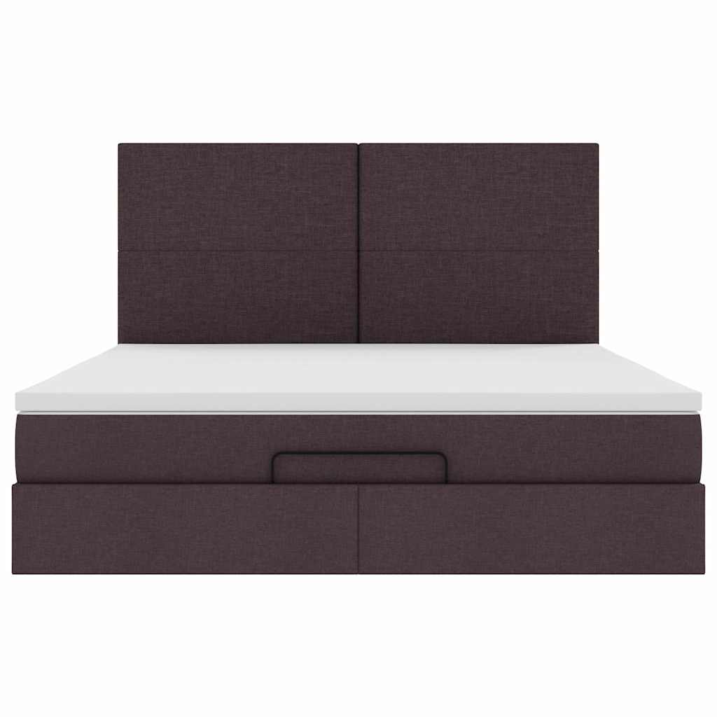 Ottoman bed met matras en LED's 160x200cm stof donkerbruin