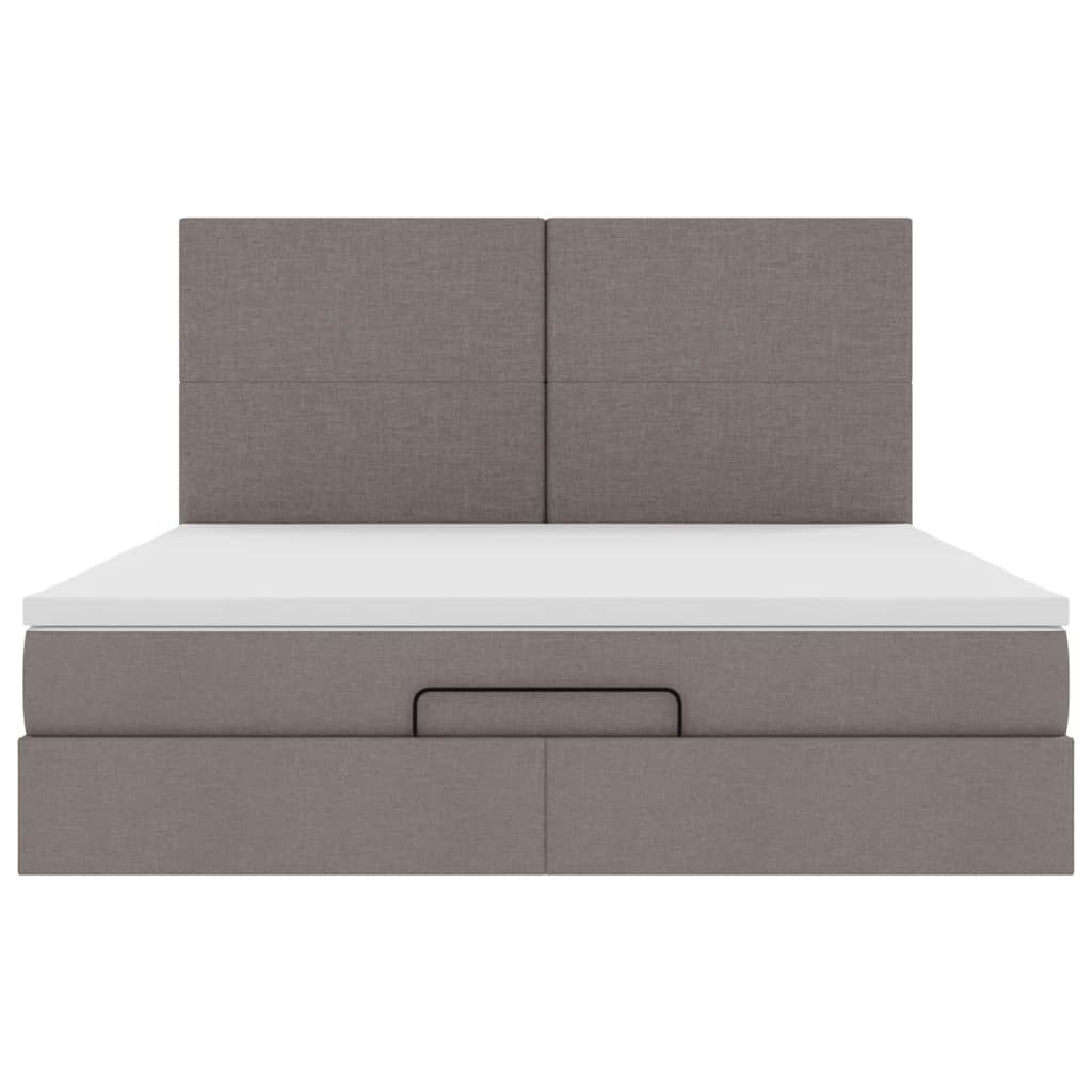 Ottoman bed met matras en LED's 160x200cm stof taupe