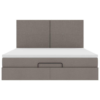 Ottoman bed met matras en LED's 160x200cm stof taupe