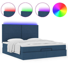 Ottoman bed met matras en LED's 160x200cm stof blauw