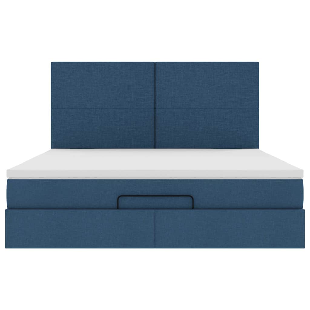 Ottoman bed met matras en LED's 160x200cm stof blauw