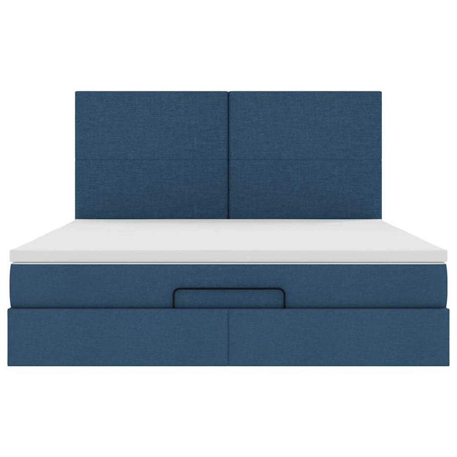 Ottoman bed met matras en LED's 160x200cm stof blauw