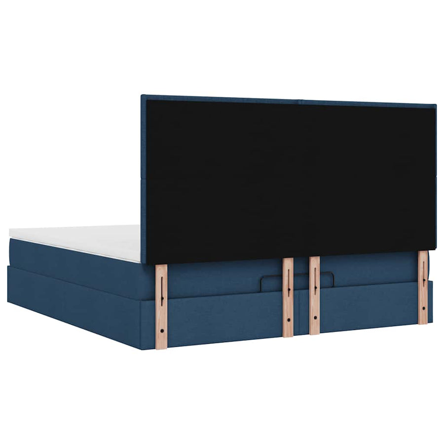 Ottoman bed met matras en LED's 160x200cm stof blauw