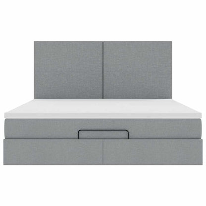 Ottoman bed met matras en LED's 180x200cm stof lichtgrijs