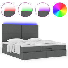 Ottoman bed met matras en LED's 180x200cm stof donkergrijs