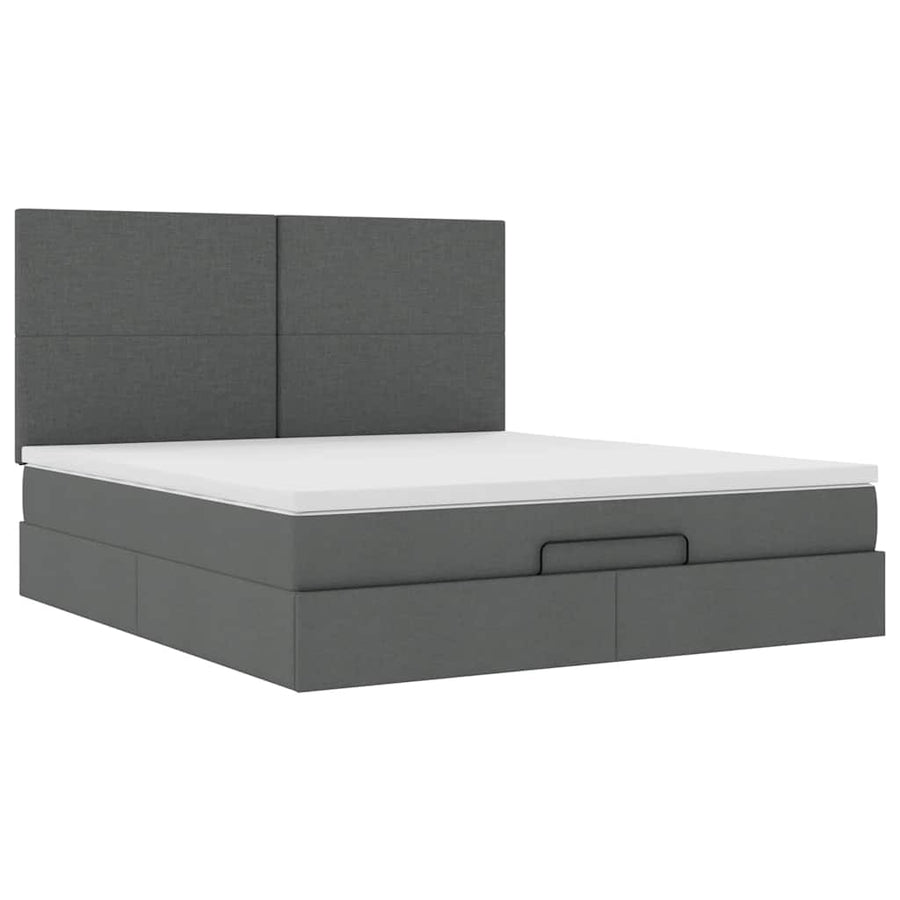 Ottoman bed met matras en LED's 180x200cm stof donkergrijs