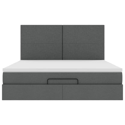 Ottoman bed met matras en LED's 180x200cm stof donkergrijs