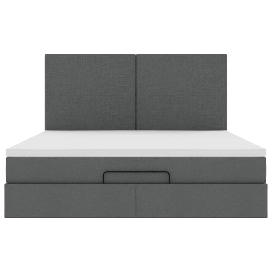 Ottoman bed met matras en LED's 180x200cm stof donkergrijs