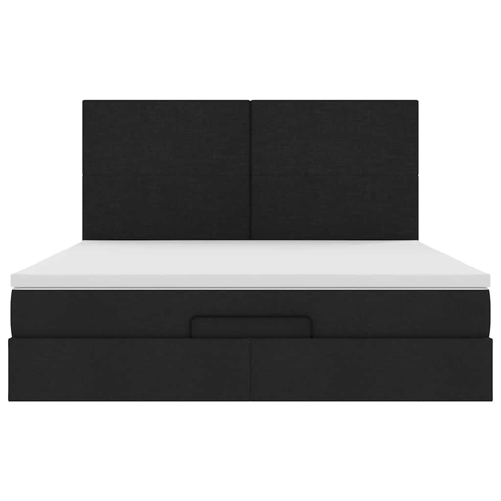 Ottoman bed met matras en LED's 180x200cm stof zwart