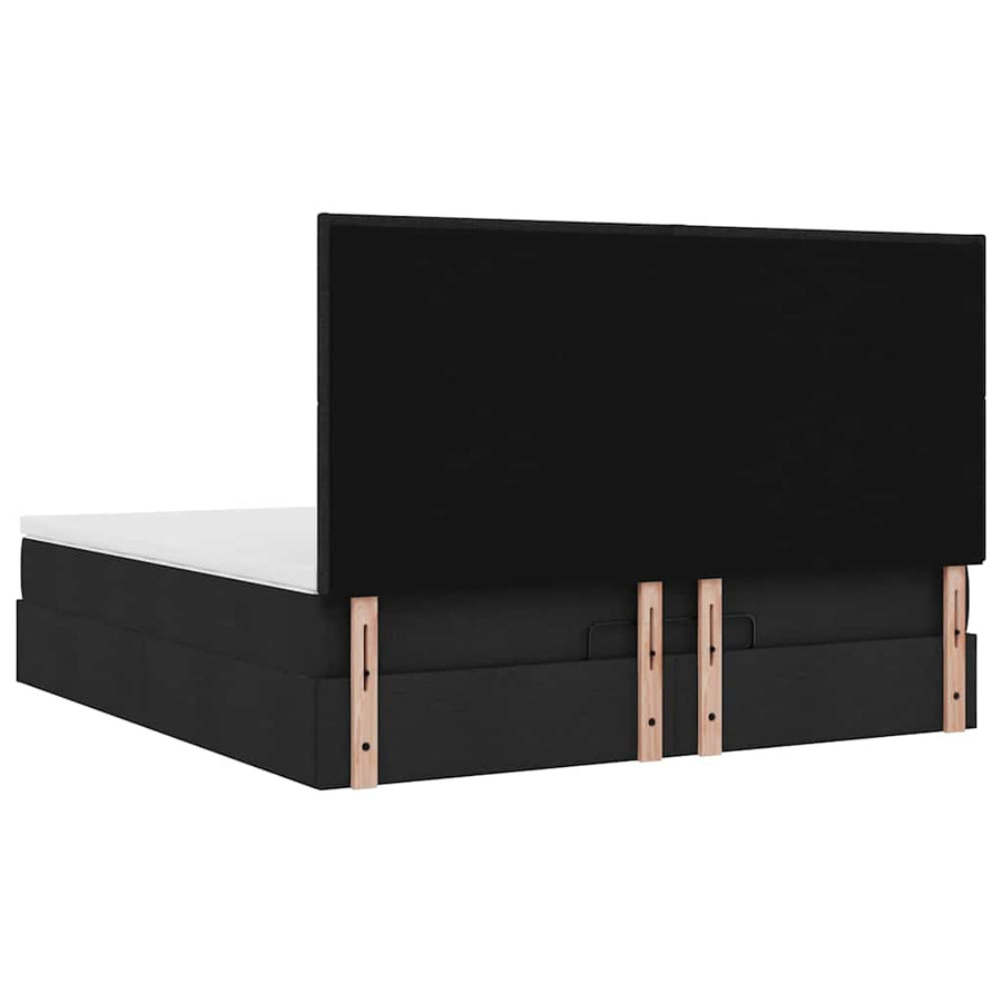 Ottoman bed met matras en LED's 180x200cm stof zwart