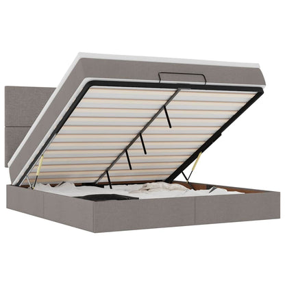 Ottoman bed met matras en LED's 180x200cm stof taupe