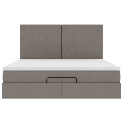 Ottoman bed met matras en LED's 180x200cm stof taupe