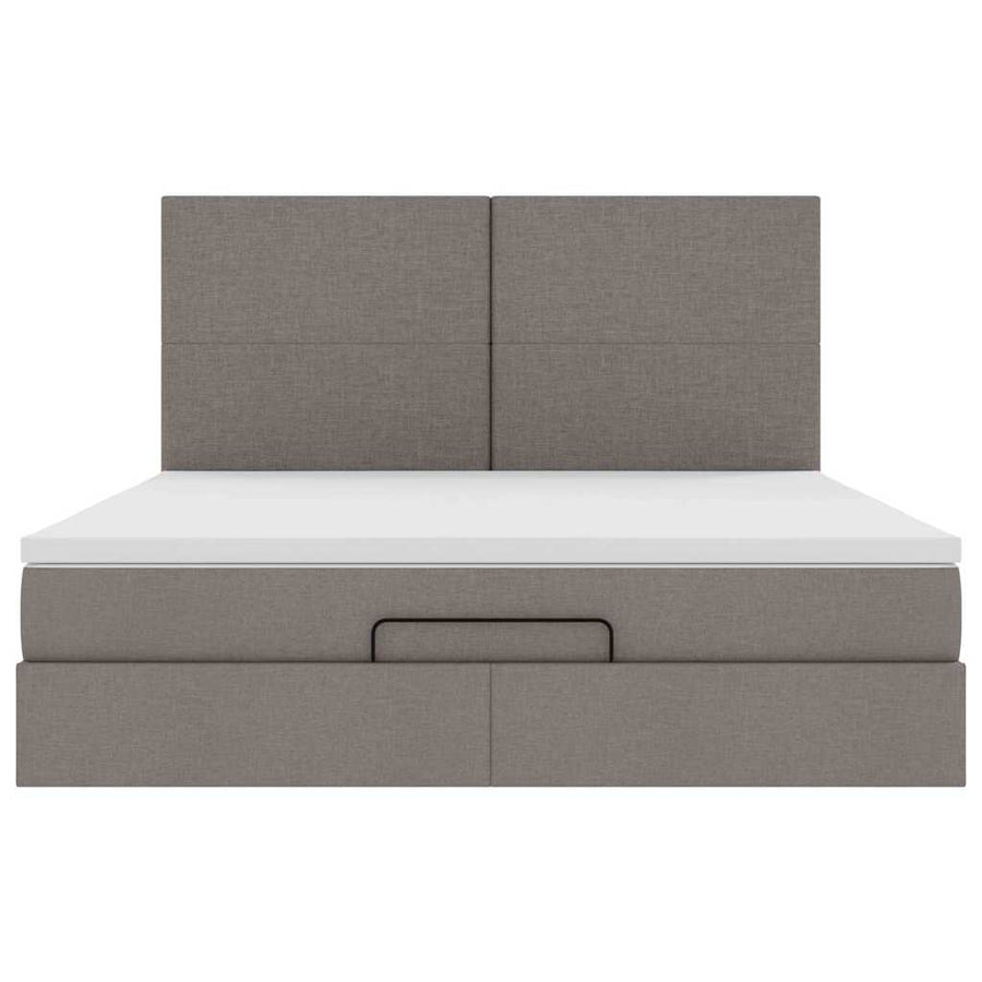 Ottoman bed met matras en LED's 180x200cm stof taupe
