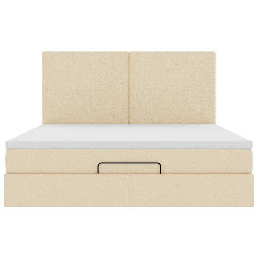 Ottoman bed met matras en LED's 180x200cm stof crèmekleurig