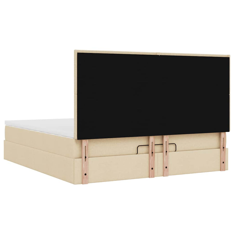 Ottoman bed met matras en LED's 180x200cm stof crèmekleurig