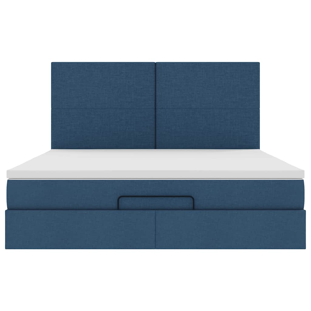 Ottoman bed met matras en LED's 180x200cm stof blauw