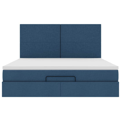 Ottoman bed met matras en LED's 180x200cm stof blauw