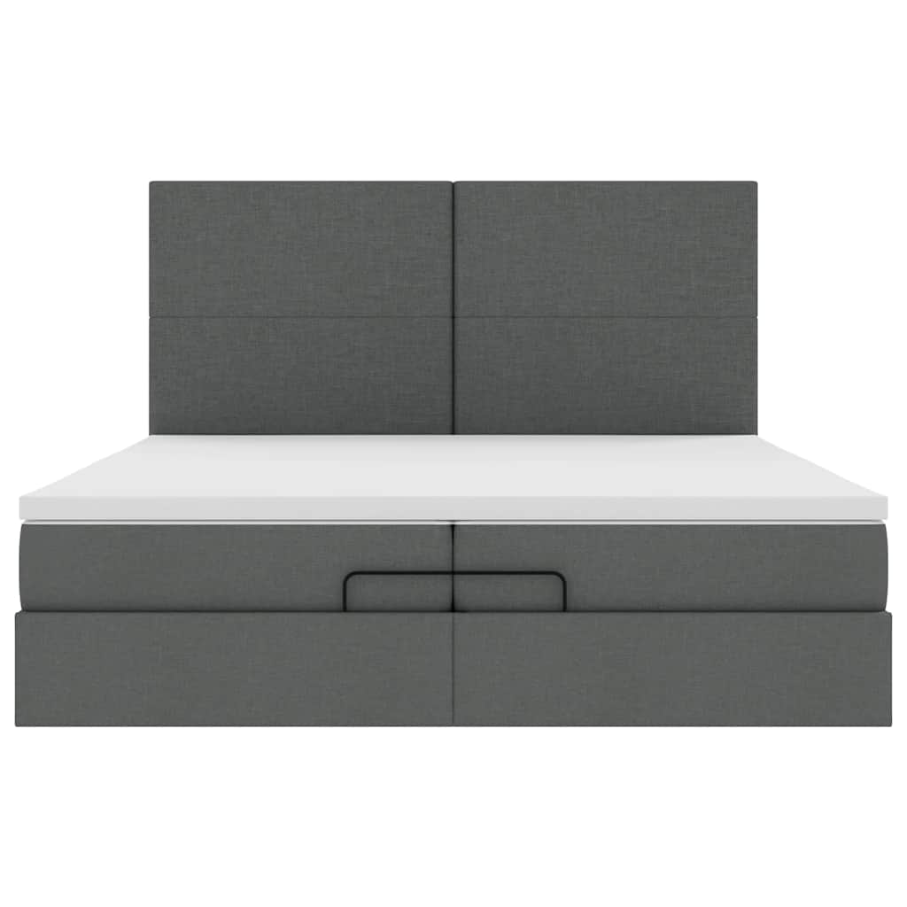 Ottoman bed met matrassen en LED's 200x200cm stof donkergrijs