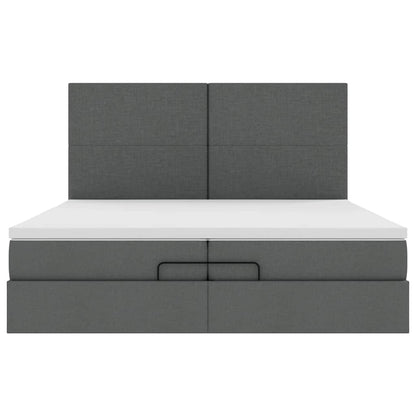 Ottoman bed met matrassen en LED's 200x200cm stof donkergrijs