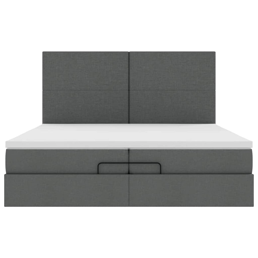 Ottoman bed met matrassen en LED's 200x200cm stof donkergrijs