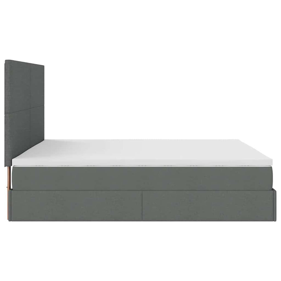 Ottoman bed met matrassen en LED's 200x200cm stof donkergrijs
