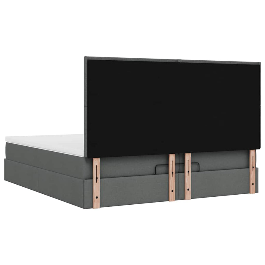 Ottoman bed met matrassen en LED's 200x200cm stof donkergrijs