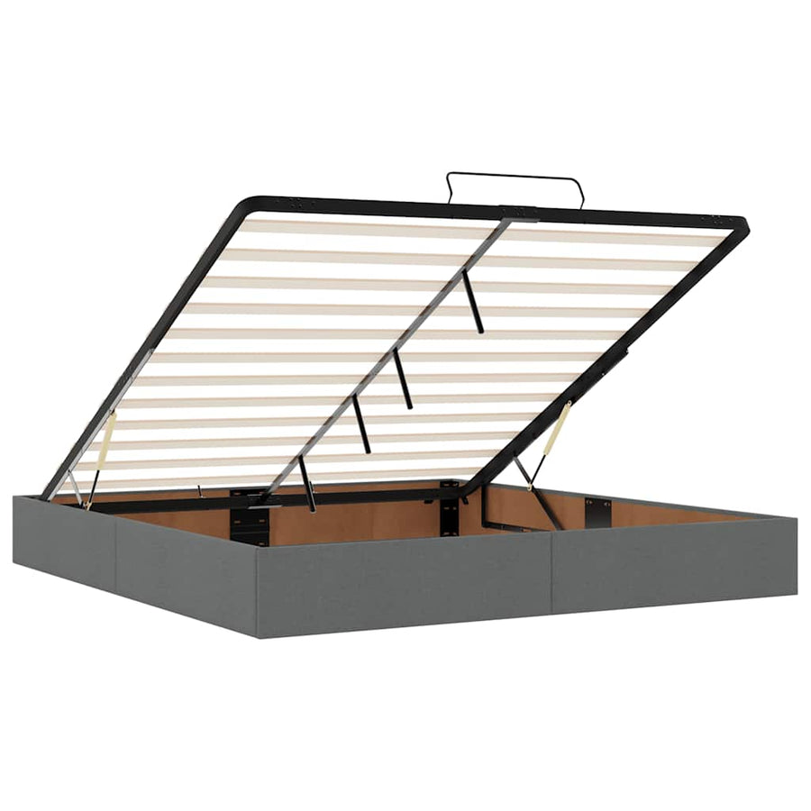 Ottoman bed met matrassen en LED's 200x200cm stof donkergrijs