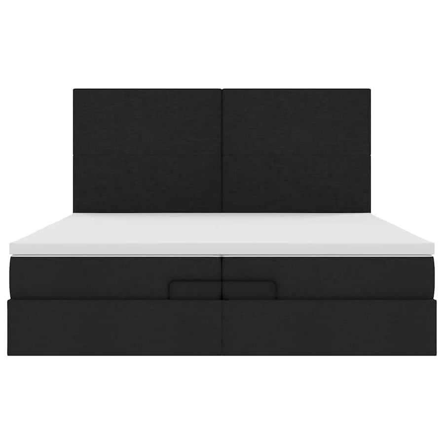 Ottoman bed met matrassen en LED's 200x200cm stof zwart