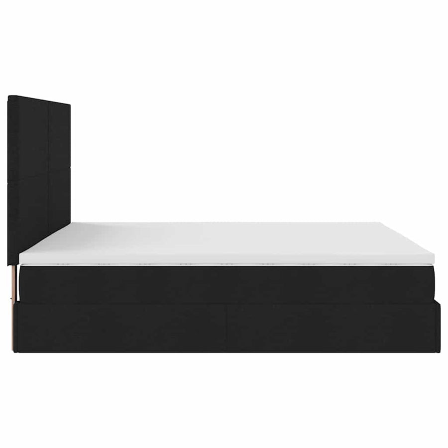 Ottoman bed met matrassen en LED's 200x200cm stof zwart