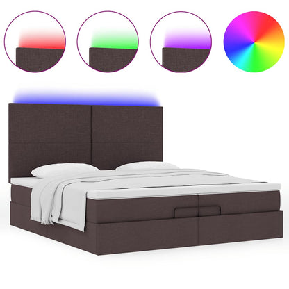 Ottoman bed met matrassen en LED's 200x200cm stof donkerbruin