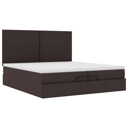 Ottoman bed met matrassen en LED's 200x200cm stof donkerbruin