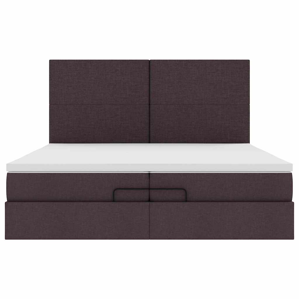 Ottoman bed met matrassen en LED's 200x200cm stof donkerbruin