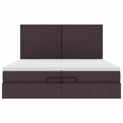 Ottoman bed met matrassen en LED's 200x200cm stof donkerbruin