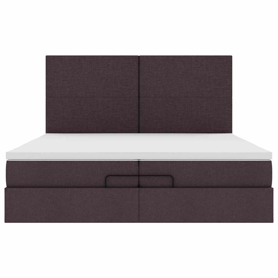 Ottoman bed met matrassen en LED's 200x200cm stof donkerbruin