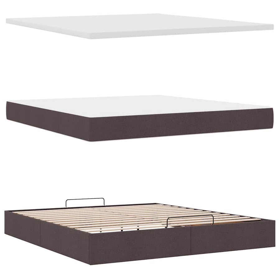 Ottoman bed met matrassen en LED's 200x200cm stof donkerbruin