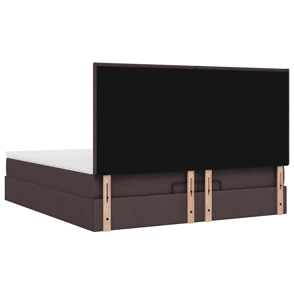 Ottoman bed met matrassen en LED's 200x200cm stof donkerbruin