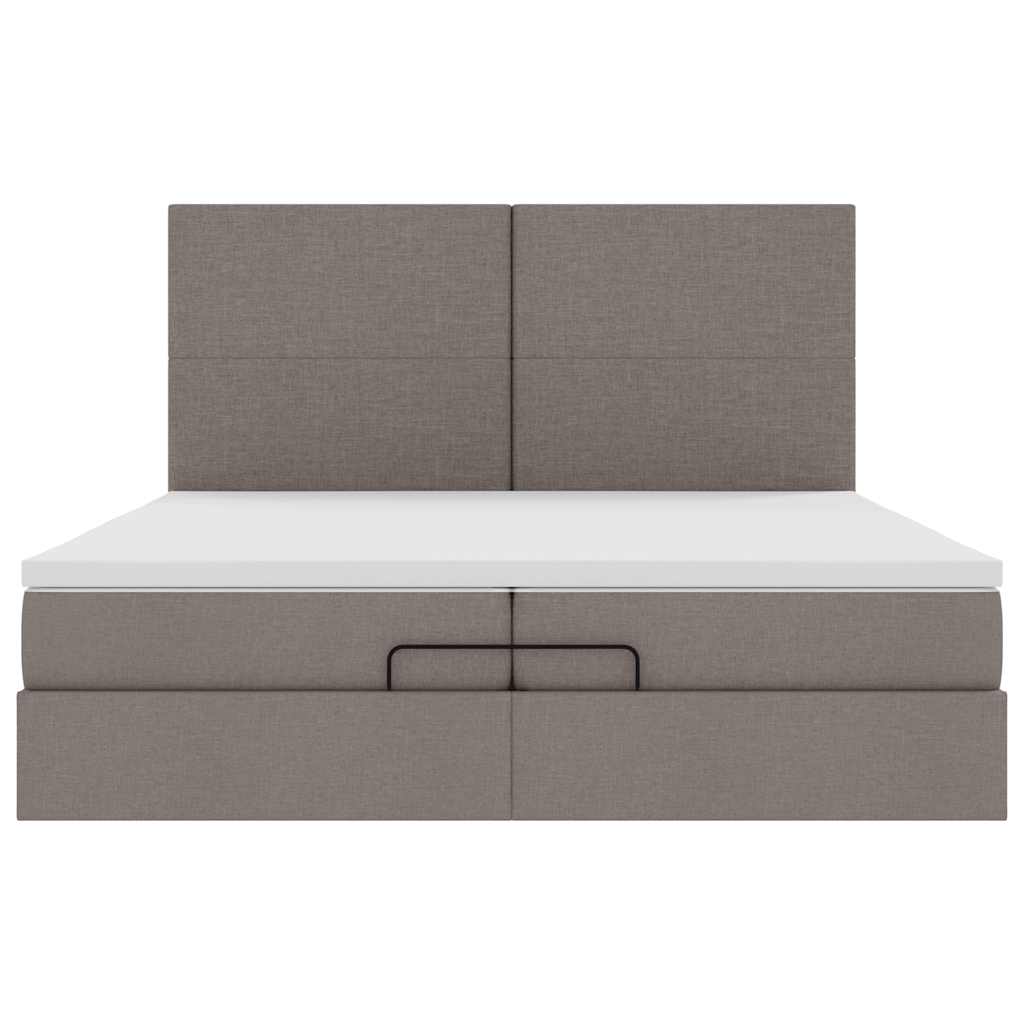 Ottoman bed met matrassen en LED's 200x200cm stof taupe