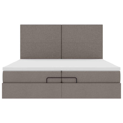 Ottoman bed met matrassen en LED's 200x200cm stof taupe