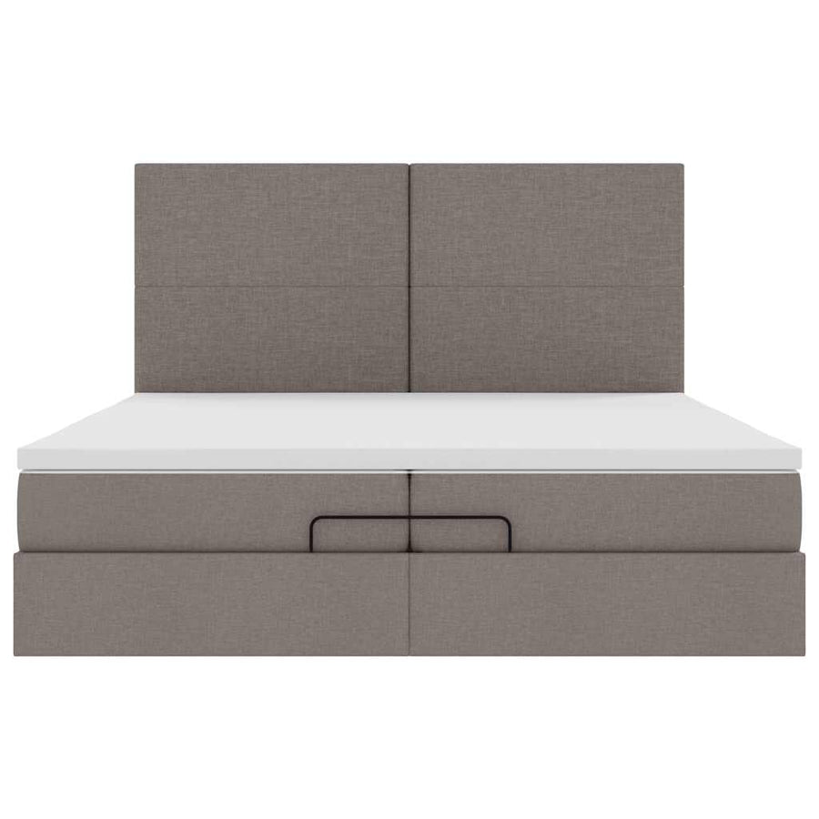 Ottoman bed met matrassen en LED's 200x200cm stof taupe