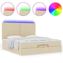 Ottoman bed met matrassen en LED's 200x200cm stof crèmekleurig