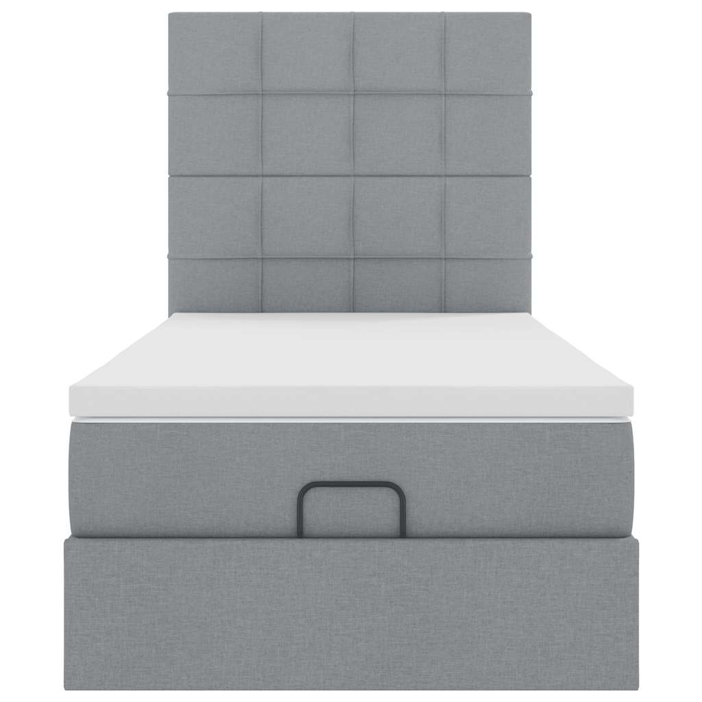 Ottoman bed met matras en LED's 80x200cm stof lichtgrijs